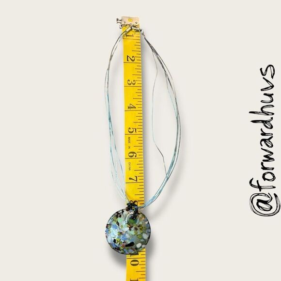 Multi-strand Wire Necklace with Sizable Glass Pendant - Picture 6 of 7